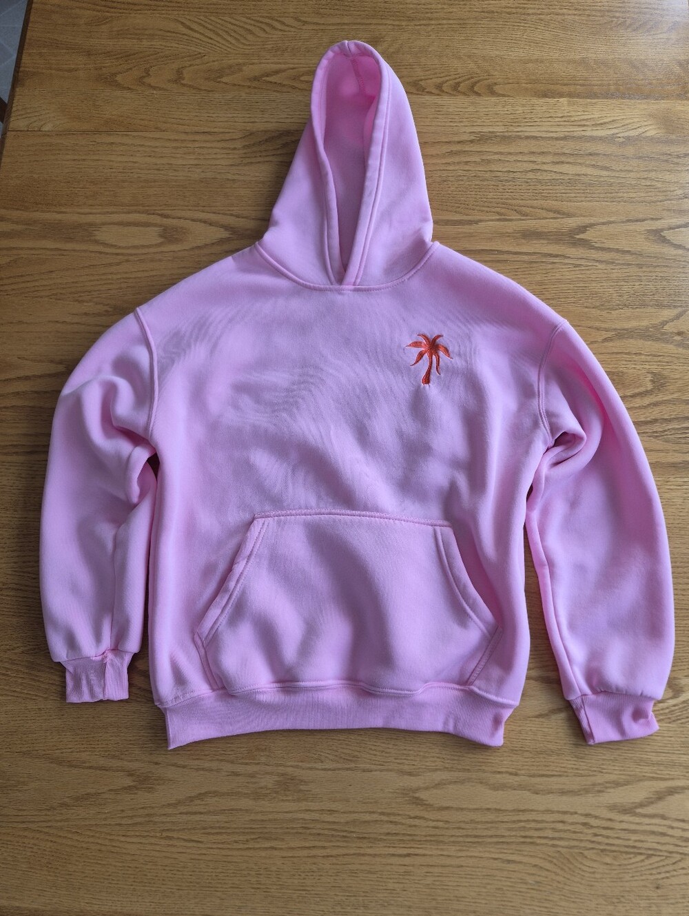 Pink Palm Puff Hoodie Large Blue Waves Authentic Everything Comes In Waves